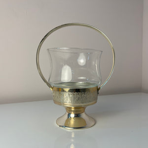 Henkelschale versilbert mit Glaseinsatz