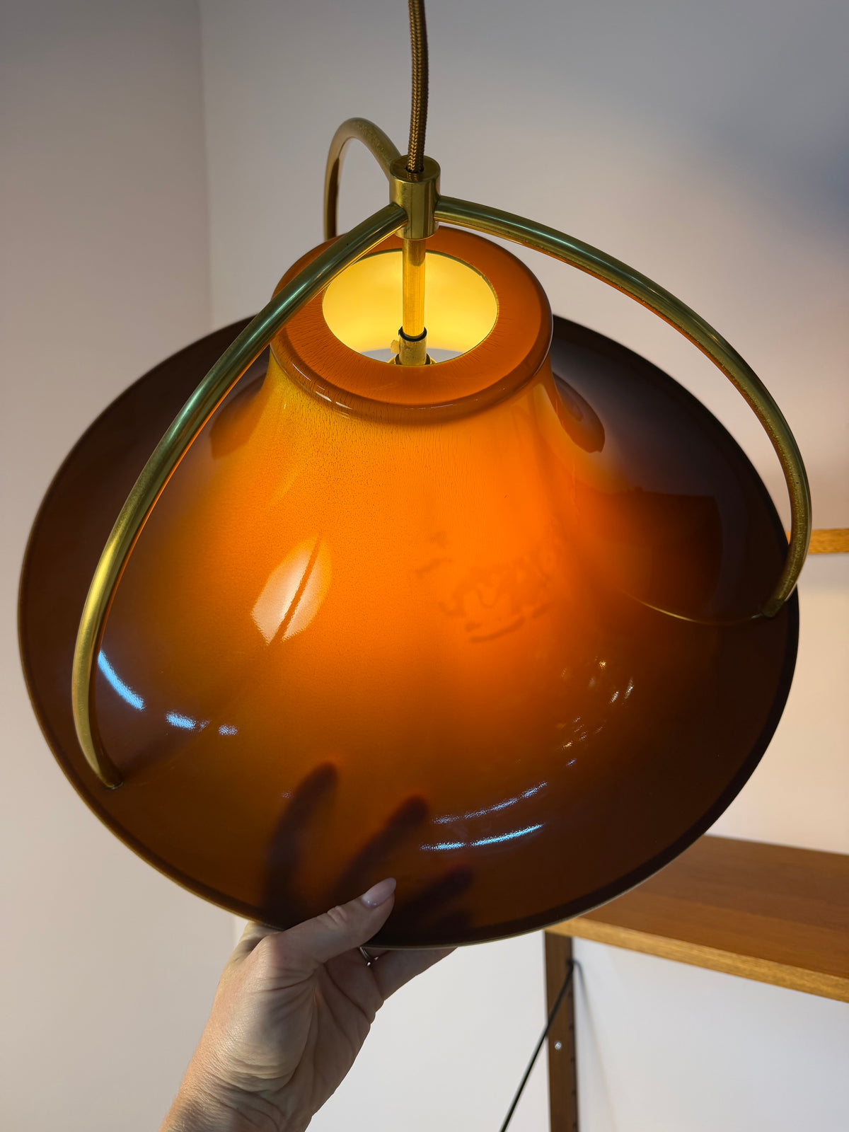 Hängelampe Modell Single braun orange von Jo Hammerborg für Fog & Mørup