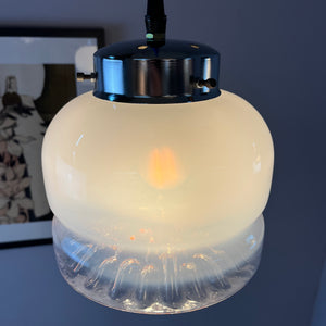 Hängelampe weiß gelb Muranoglas von Mazzega