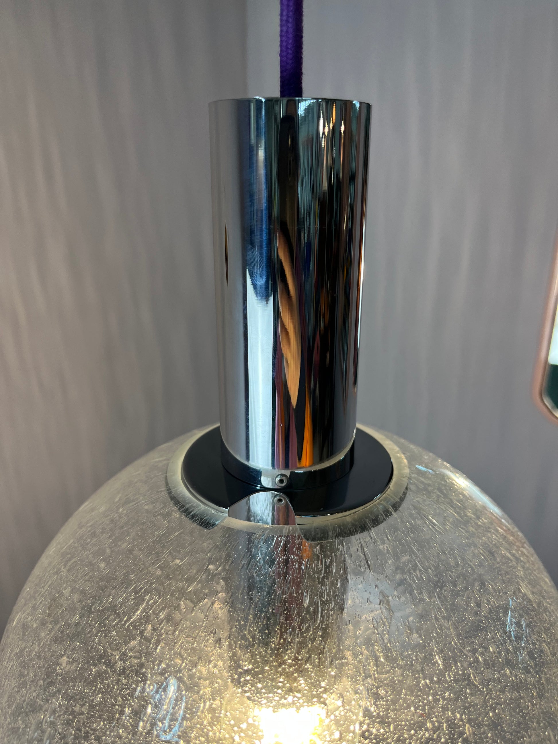 Hängelampe Größe M Einschlussglas Chrom von Doria