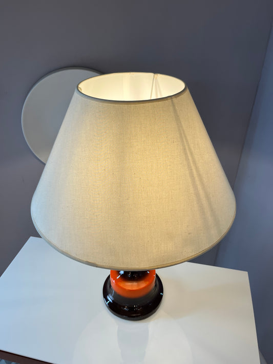 Tischlampe orange braun Keramik aus Westdeutschland