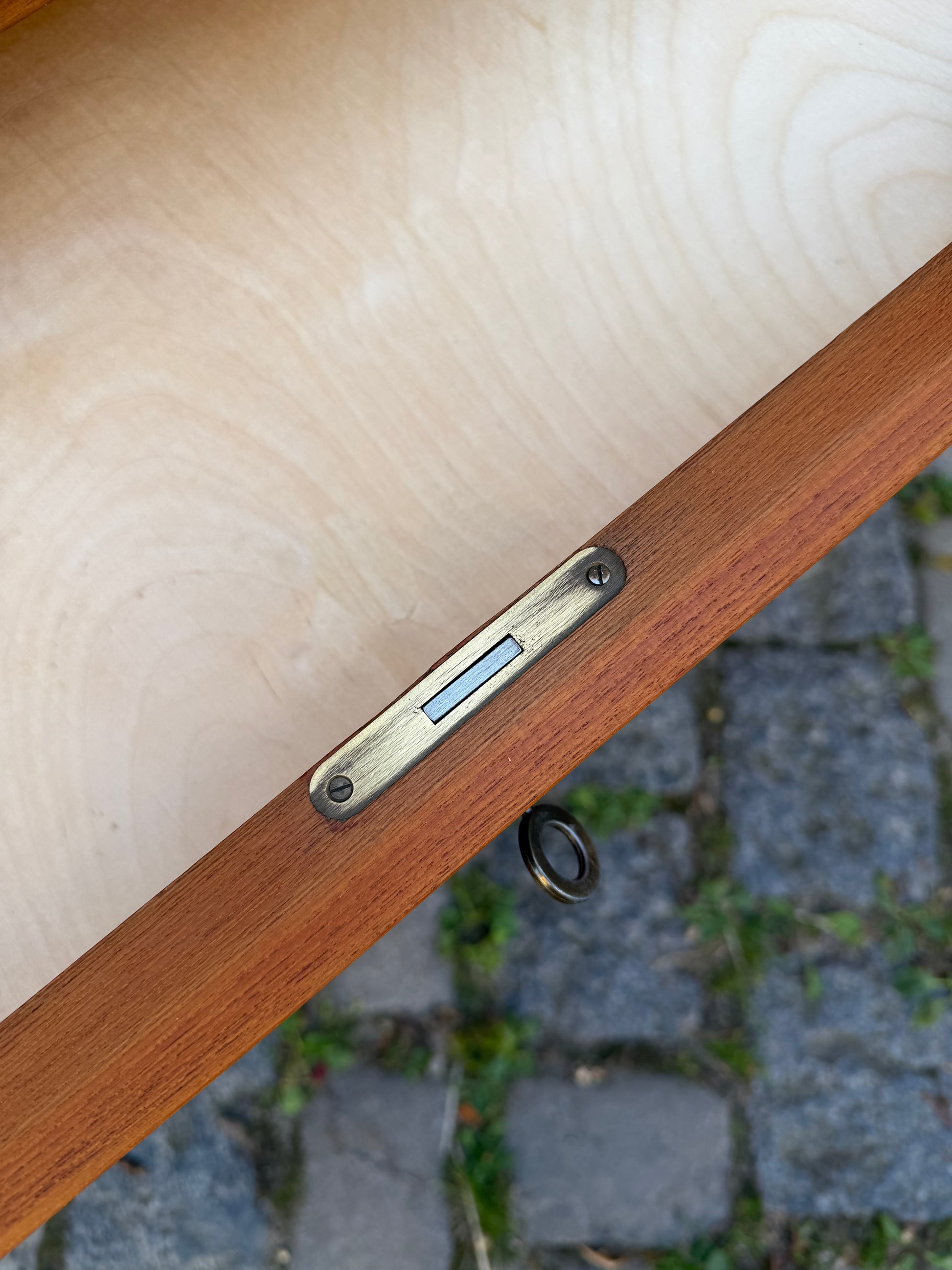 Sekretär Teak mit Spiegel & Schloss aus Dänemark
