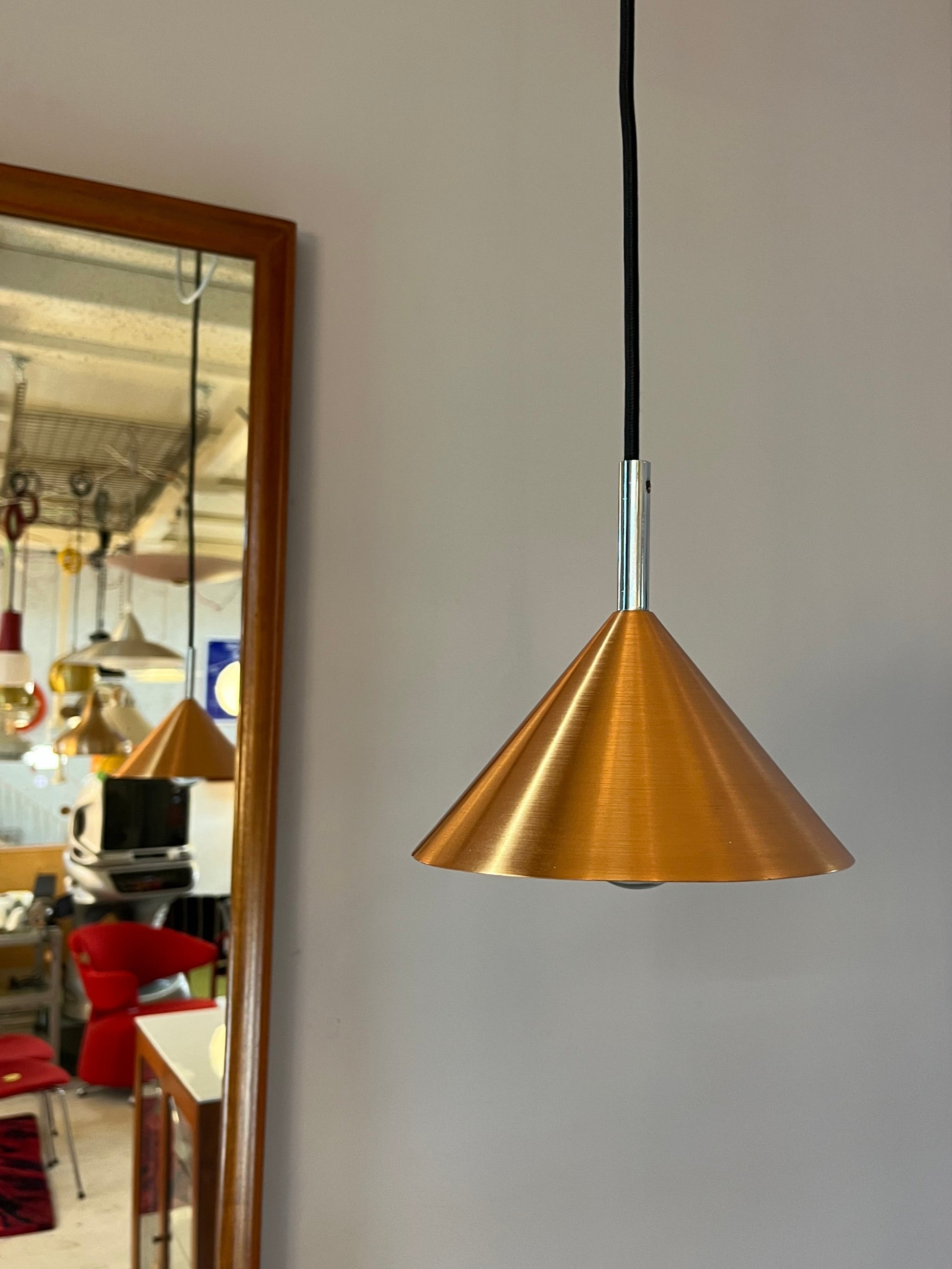 Trichterlampe Kupfer mit silbernen Akzenten
