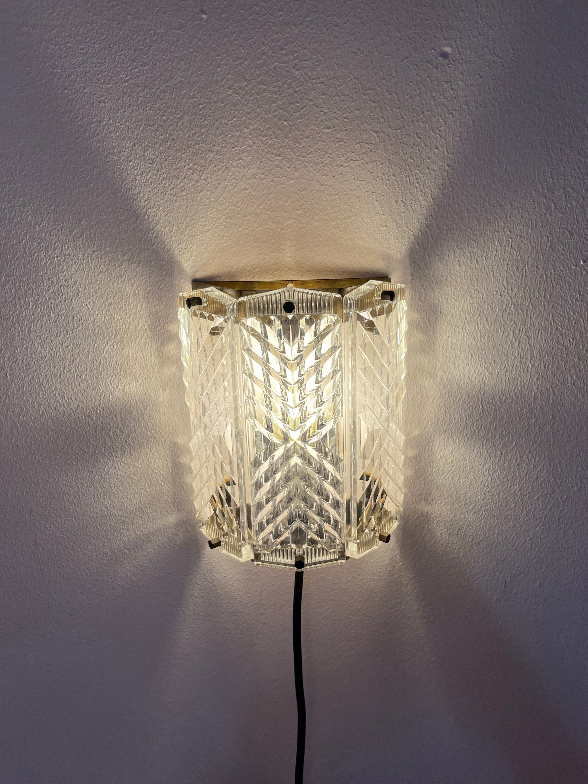 Wandlampe Messing & Glas von Wiktor Berndt für Flygsfors