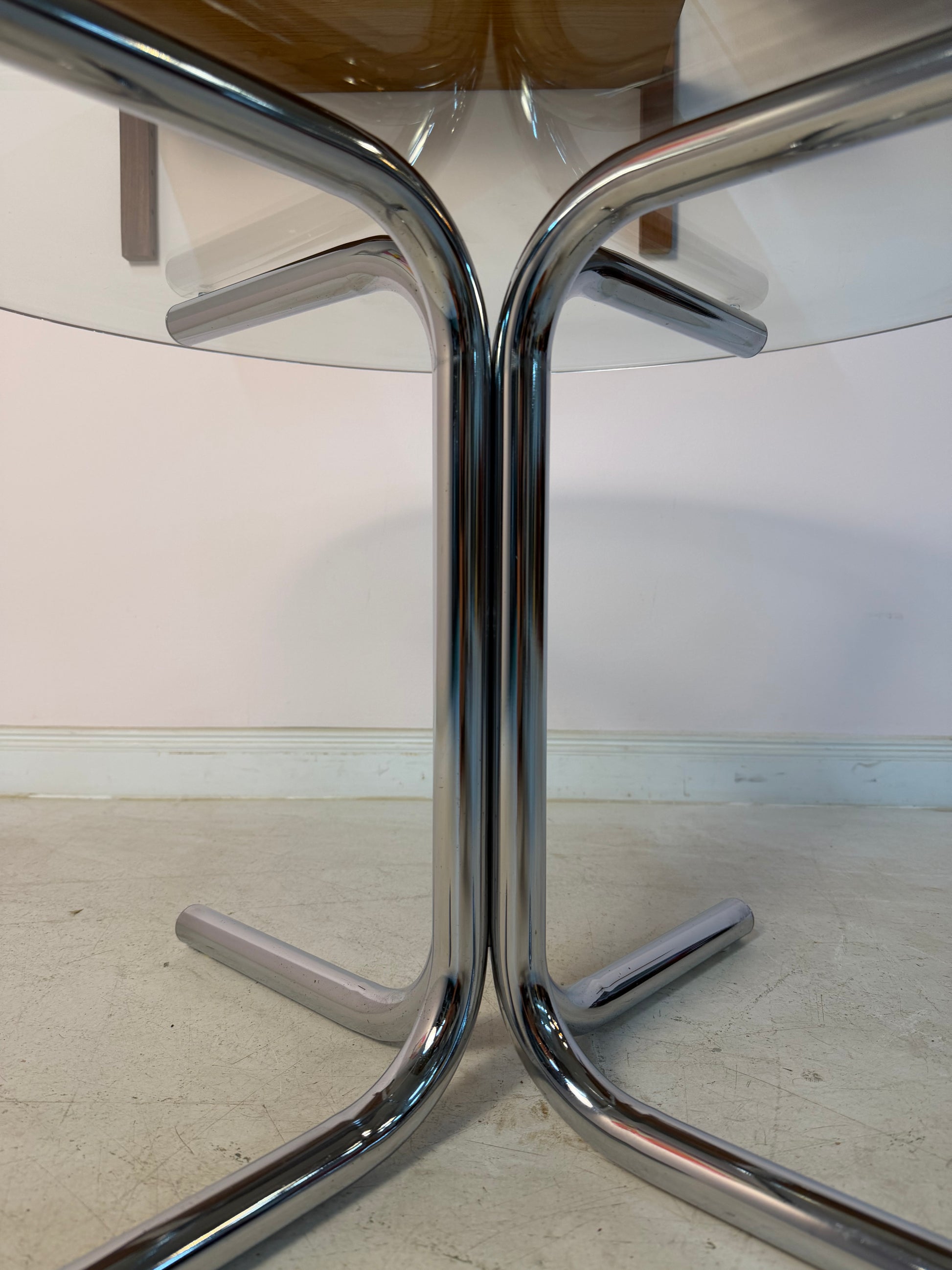 Runder Couchtisch Glas & Chrom