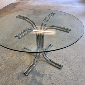 Runder Esstisch ∅ 120 cm Glas & Chrom von Gastone Rinaldi