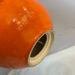 Tischlampe Fat Lava mit Naturseidenschirm orange braun Keramik von JASBA