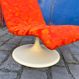 Sessel mit Tulpenfuß orange creme 70er