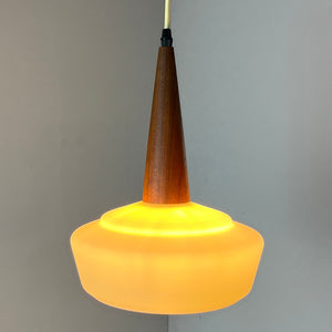 Hängelampe Opalglas Teak