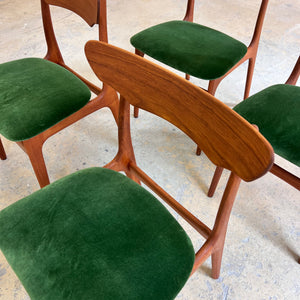 Set: 4x Polsterstuhl grün Teak von Schiønning & Elgaard für Randers Møbelfabrik
