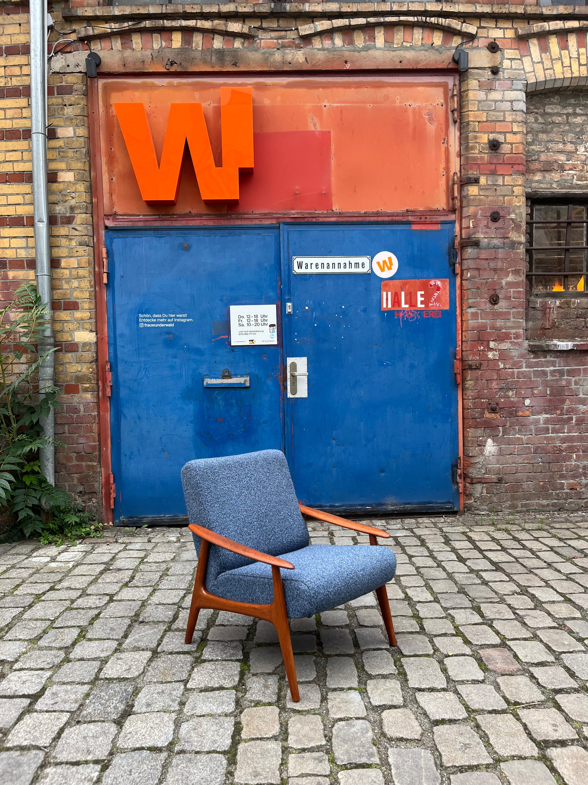 Sessel blau Teak aus Dänemark
