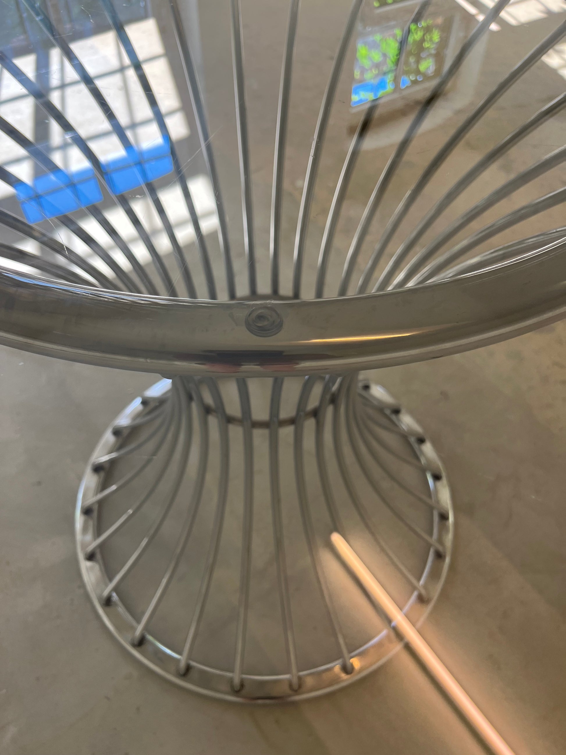 Runder Esstisch Rauchglas Chrom von Gastone Rinaldi für Rima
