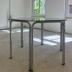 Hexagon Esstisch Rauchglas Chrom
