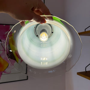 Hängelampe grün weiß Glas von Peill & Putzler