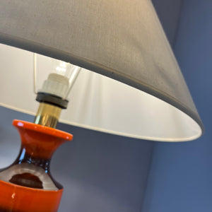 Tischlampe orange braun Keramik aus Westdeutschland