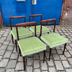 Set: 4x Polsterstuhl grün Palisander