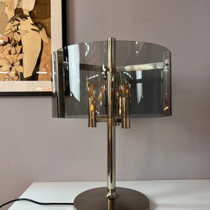 Tischlampe Chrom & Rauchacryl