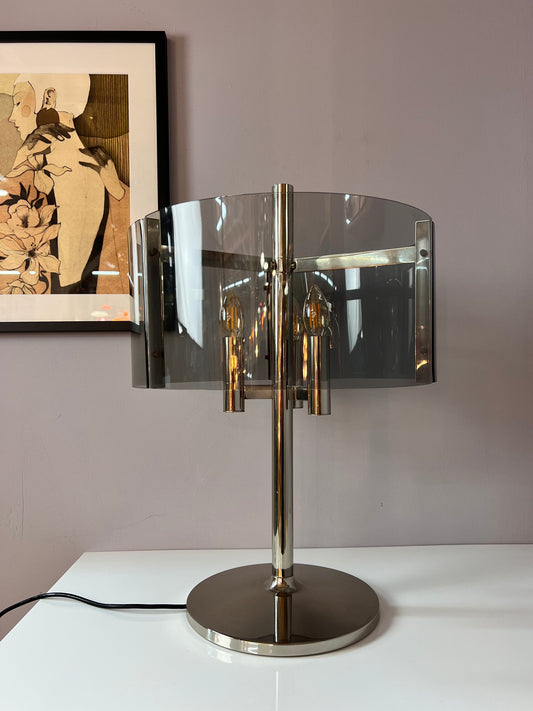 Tischlampe Chrom & Rauchacryl