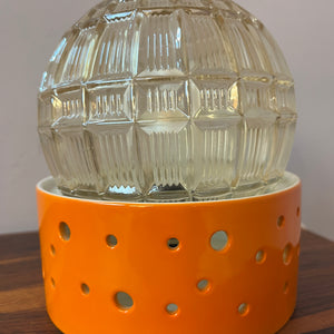 Tischlampe orange weiß von Gerold Porzellan Bavaria