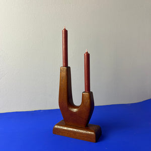 Zweiarmiger Kerzenständer Teak