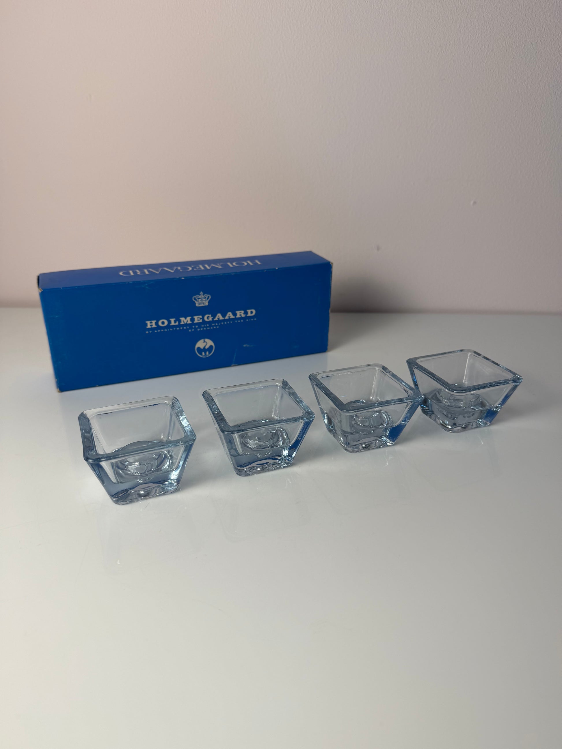 Set: 4x Kerzenständer Serie Skjold Glas von Per Lütken für Holmegaard