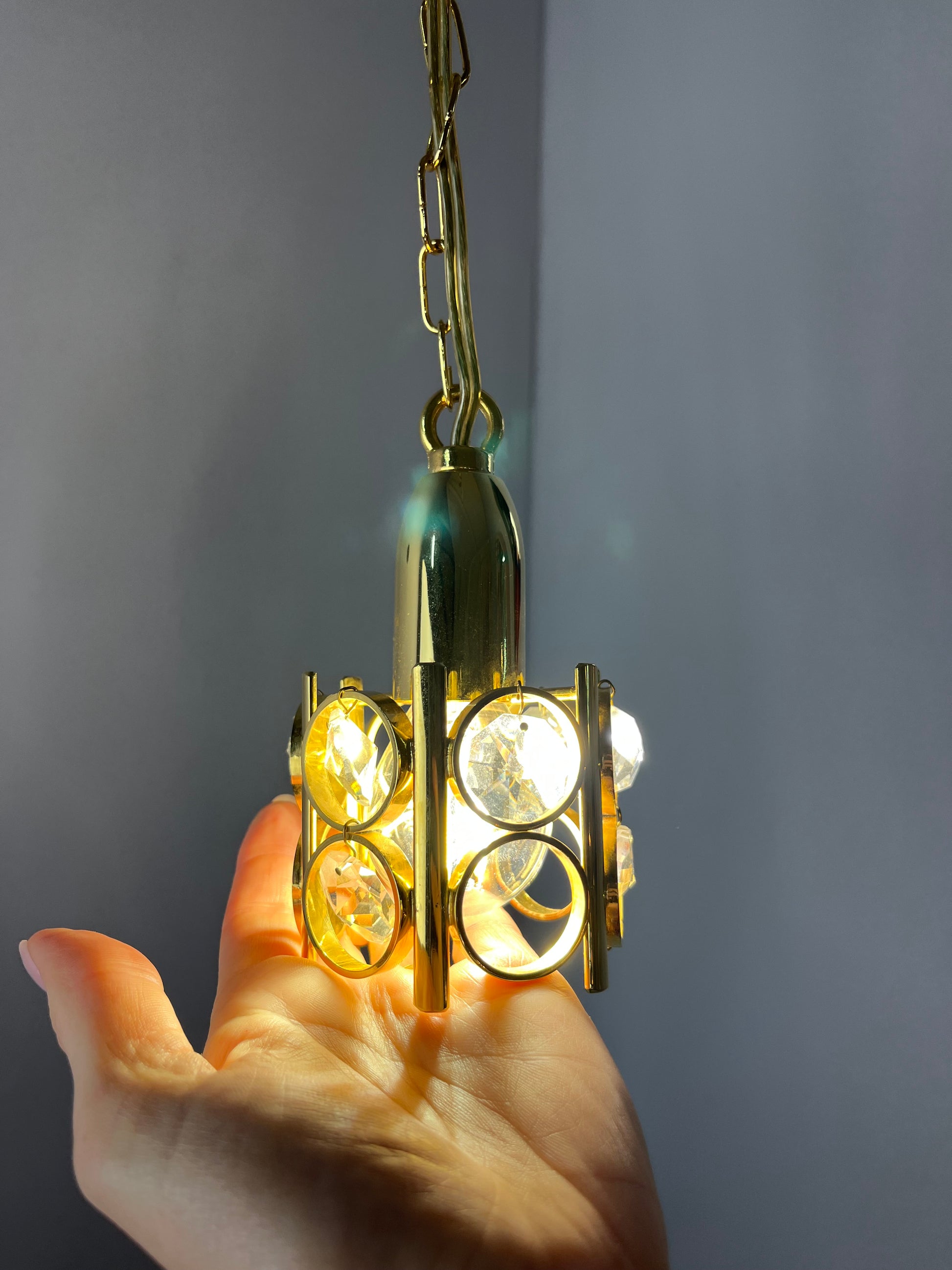 Kleine Hängelampe Gold mit Kristallen Dänemark