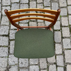 Set: 6x Esszimmerstuhl grün Teak neu gepolstert