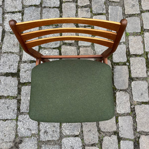 Set: 6x Esszimmerstuhl grün Teak neu gepolstert