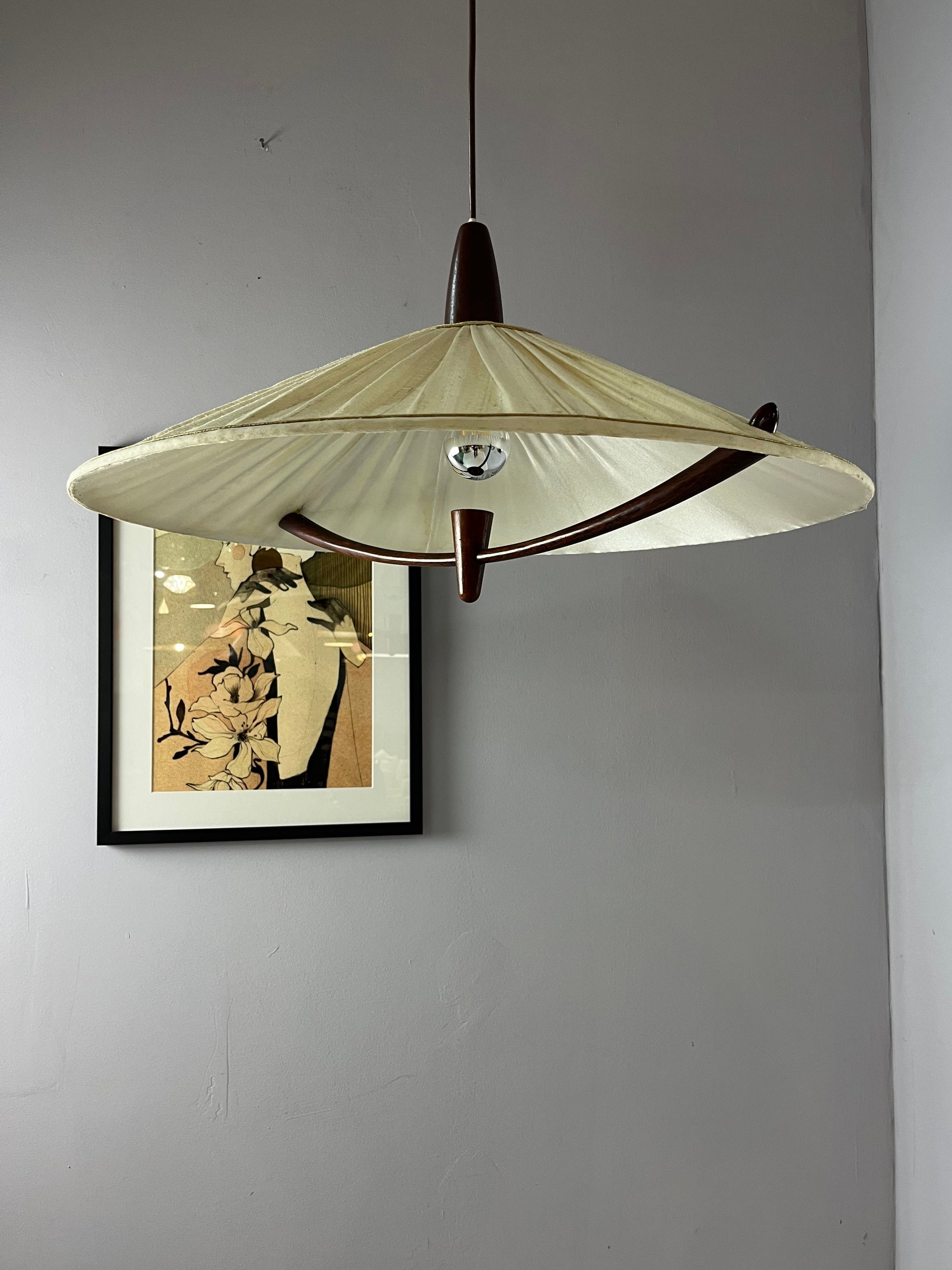 Hängelampe beige braun Teak von Temde