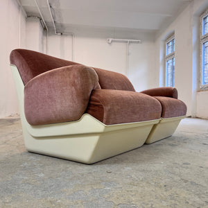 Modularer Schalensessel rosa Samt & Kunststoff