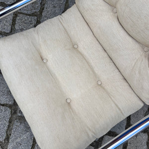Sessel beige Kord Chromgestell