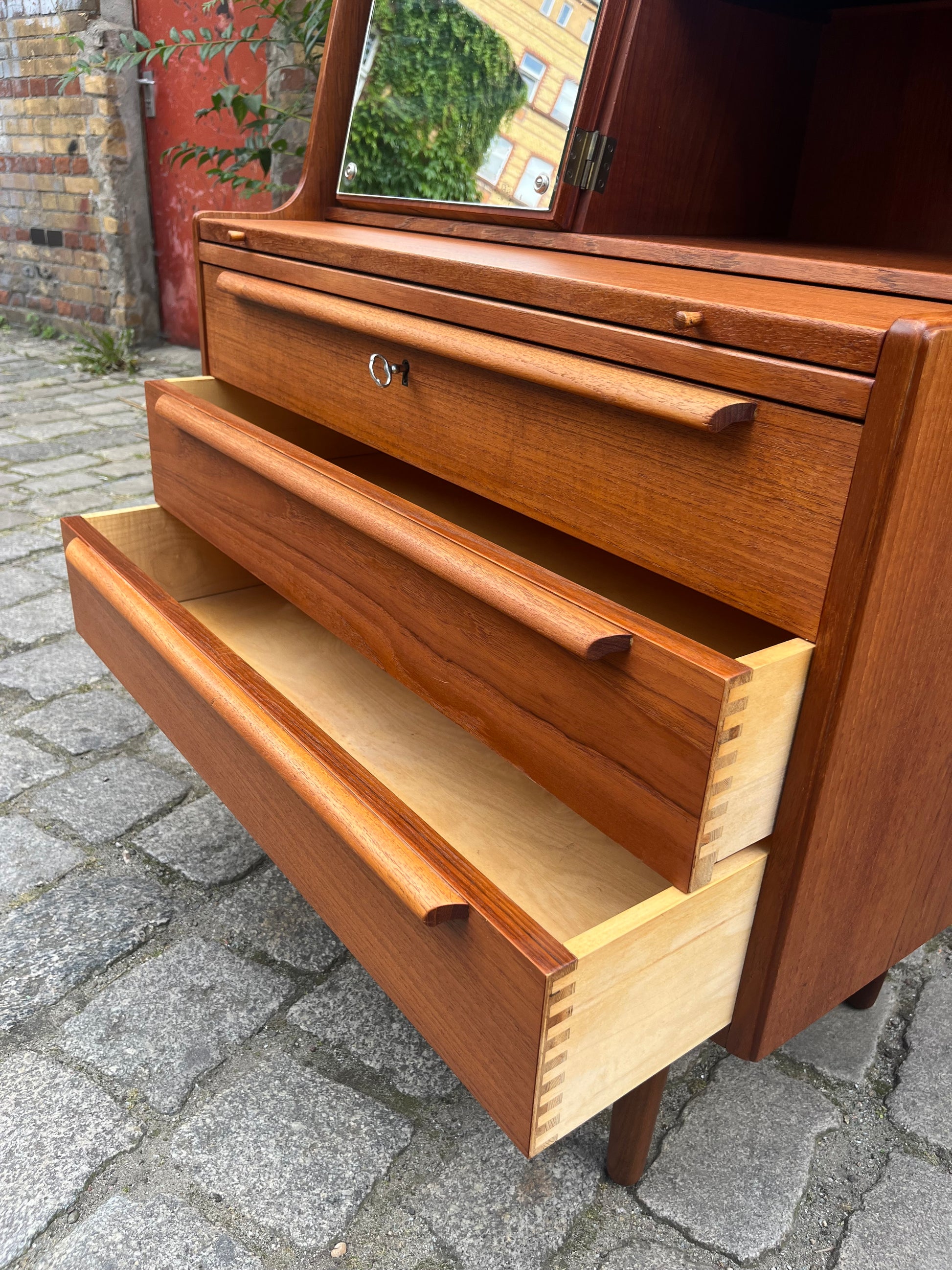 Sekretär Teak mit Spiegel aus Dänemark