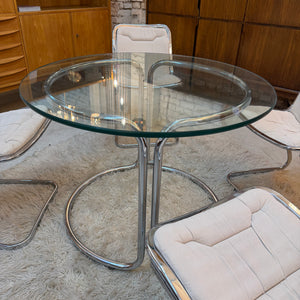 Runder Esstisch Chrom & Glas aus Italien