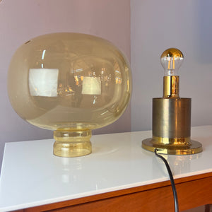 Tischlampe Messing Glas mundgeblasen