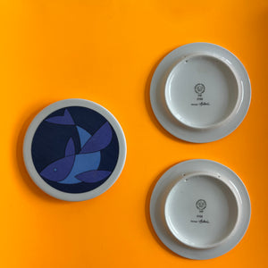 Set: 3x Sammelteller / Wandteller Fische blau von Ib Antoni für Bing & Grøndahl