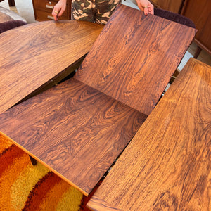 Runder Esstisch Teak mit Butterfly Auszug