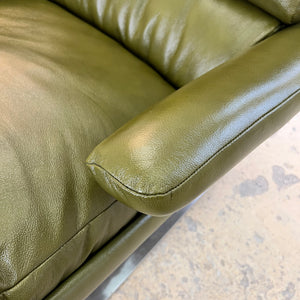 Swing Chair grün Echtleder Chrom von Reinhold Adolf & Hans Jürgen Schröpfer für COR