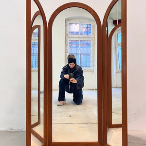 Klappbarer Wandspiegel Teak von Fakse Furniture aus Dänemark