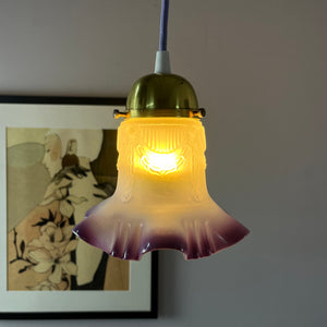 Hängelampe Blume lila Glas Messing