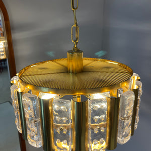 Hängelampe Messing Glas von Carl Fagerlund für Orrefors