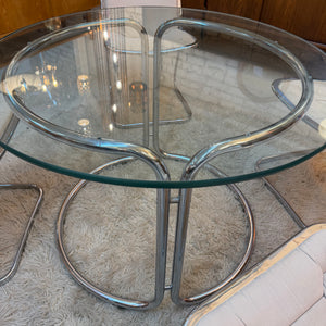 Runder Esstisch Chrom & Glas aus Italien