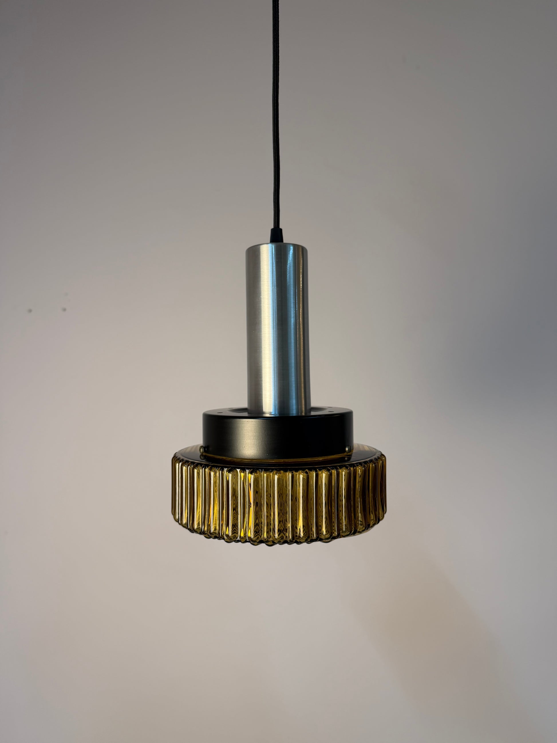Hängelampe braun Glas Metall