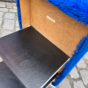 Hocker königsblau Chrom mit Tritt