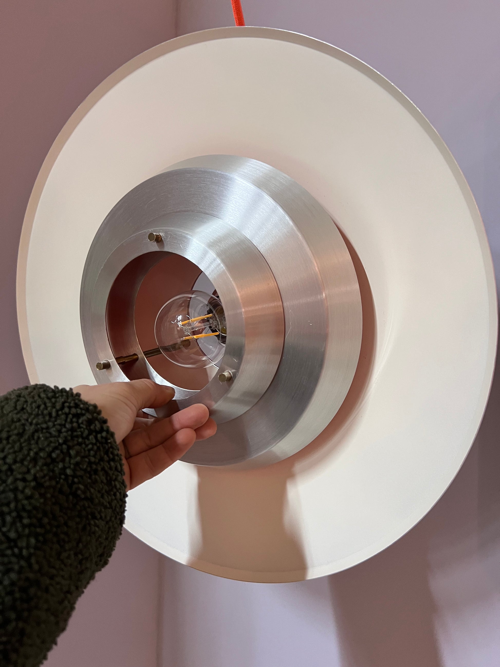 Lamellenlampe Søvaern silber orange von Carl Thore für Granhaga