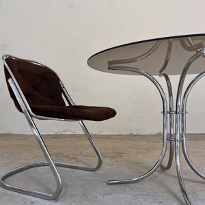 Runder Esstisch Rauchglas & Chrom