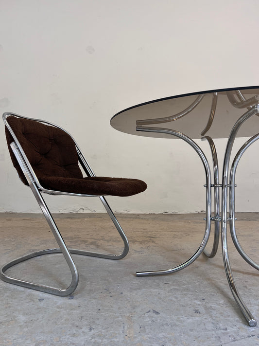Runder Esstisch Rauchglas & Chrom