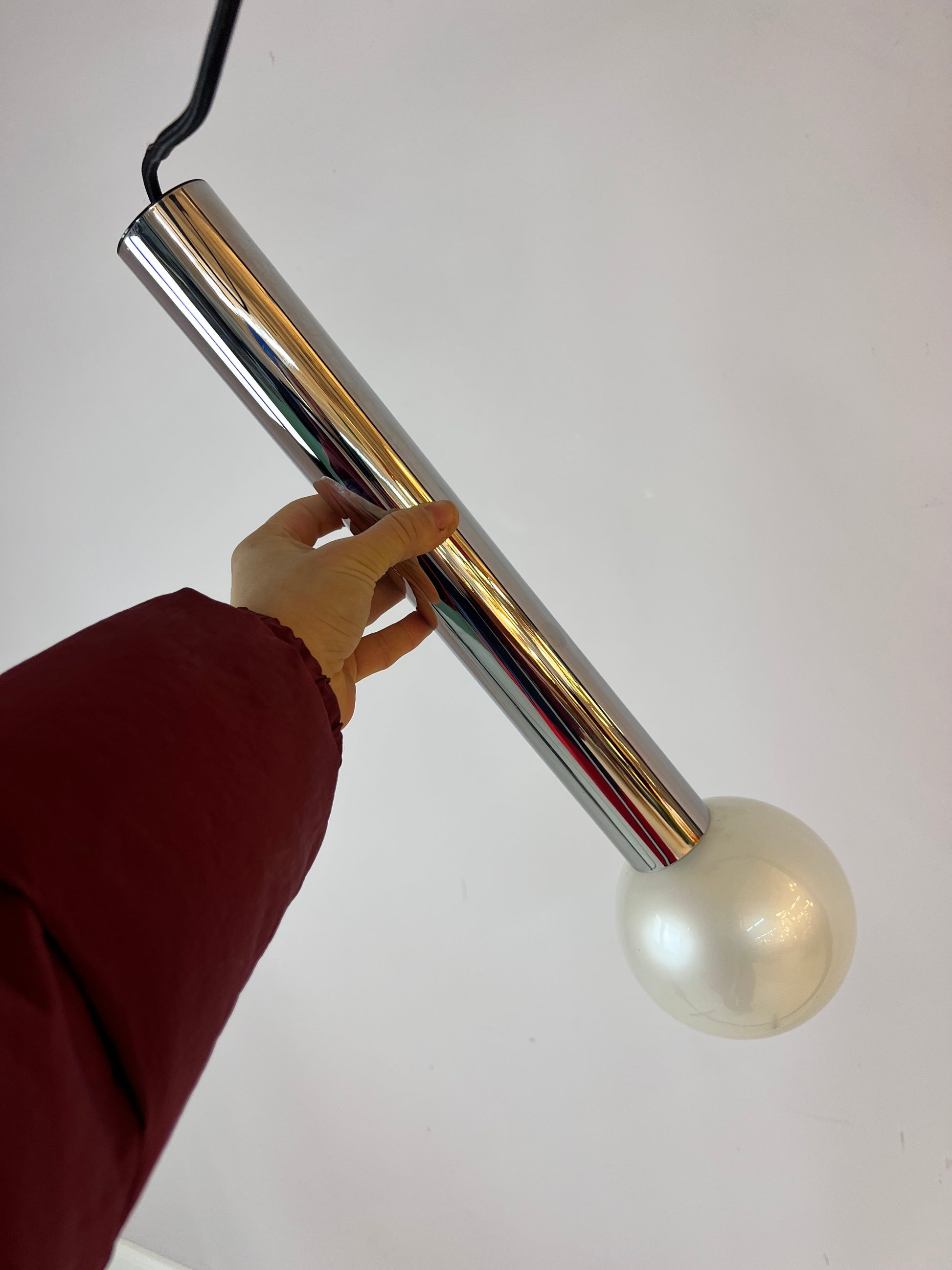 Hängelampe Big Globe Perlmutt Chrom von Motoko Ishii für STAFF