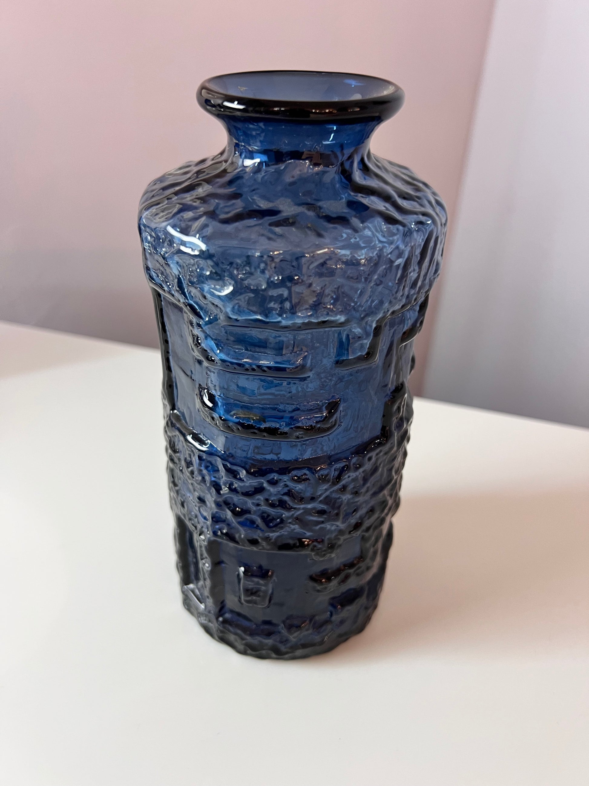 Vase blau Glas von Göte Augutsson für Ruda Glasbruk