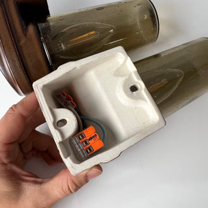 Set: 2x Wandlampe Modell 6080 Rauchglas von Sigvard Bernadotte für Ifö