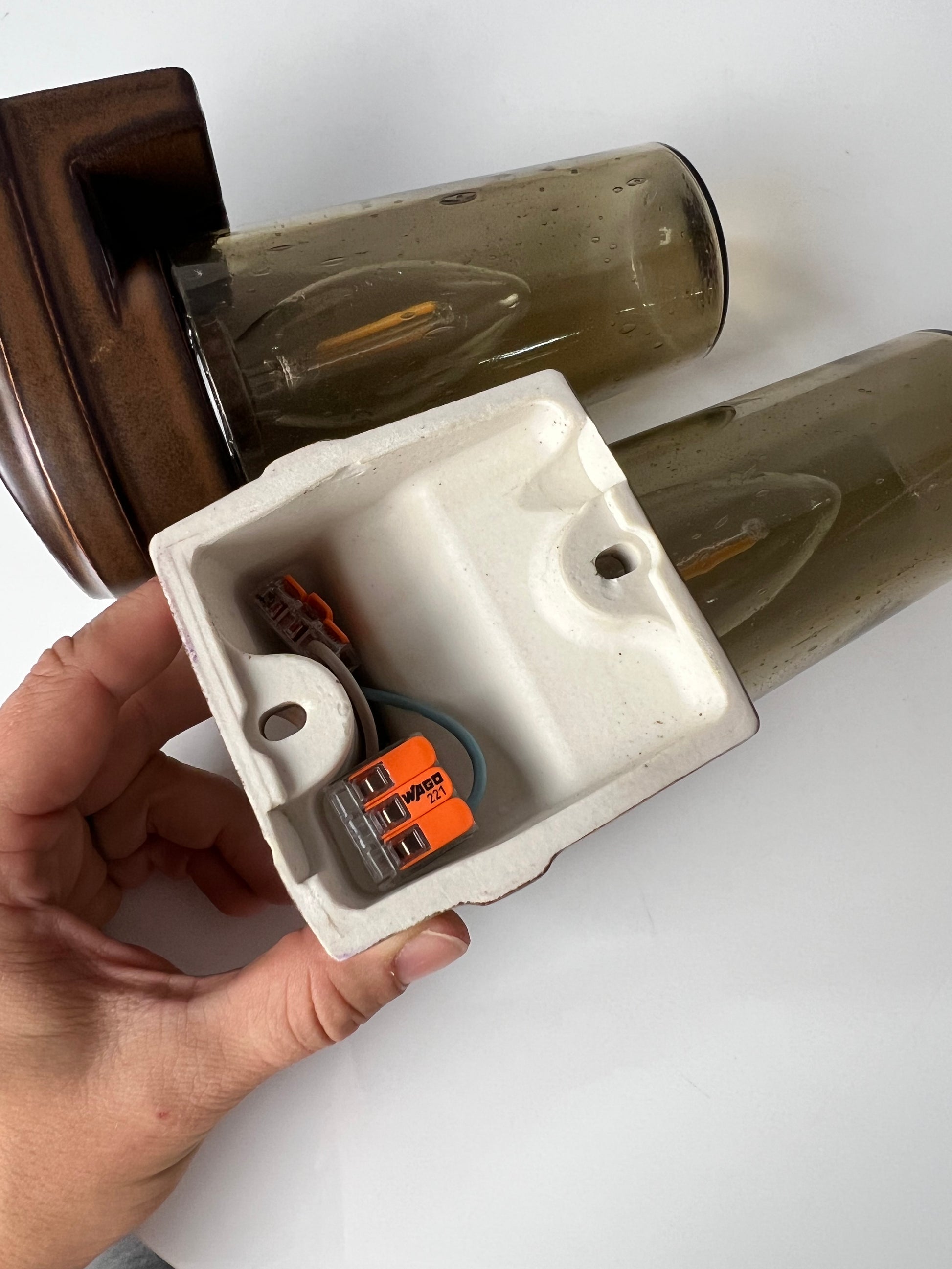 Set: 2x Wandlampe Modell 6080 Rauchglas von Sigvard Bernadotte für Ifö